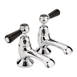 Hudson Reed Black Topaz Lever Bath Taps Dome