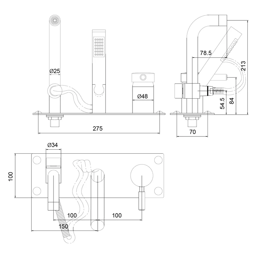Hudson Reed Tec Single Lever Wall Mounted Bath Shower Mixer - Image 2
