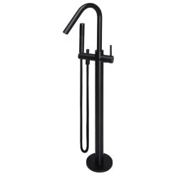 Meir Round Freestanding Bath Spout & Hand Shower Matte Black