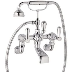 Perrin & Rowe Georgian Lever Wall Bath Shower Mixer Pewter
