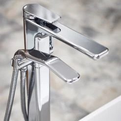 Perrin & Rowe Hoxton Thermostatic Freestanding Bath Shower Mixer Chrome -Burlington shop perrin rowe 3440cp 3