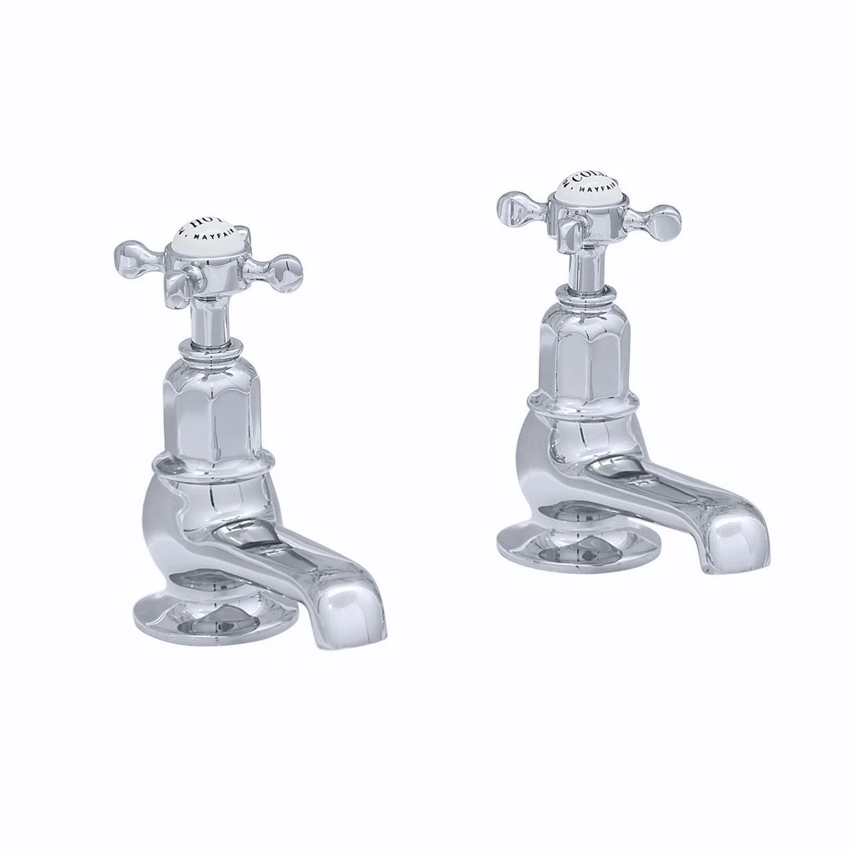 Perrin & Rowe Pair Of Bath Taps With Crosshead Handles Chrome