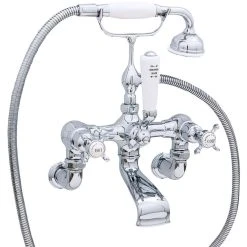 Perrin & Rowe Traditional Bath Shower Mixer & Wall Unions, Cross