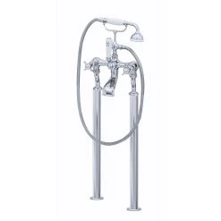 Perrin & Rowe Traditional Crosstop Floor Bath Shower Mixer Nickel