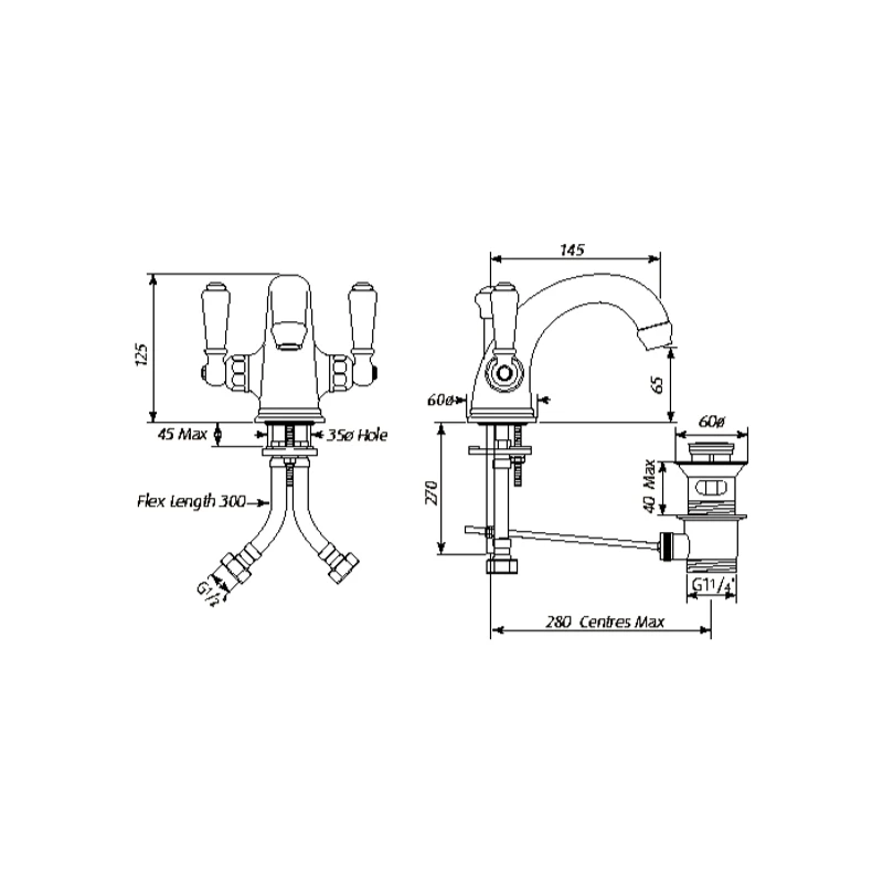 Perrin & Rowe Monobloc Basin Mixer with Lever Handles Nickel Perrin & Rowe Monobloc Basin Mixer With Lever Handles Nickel -Burlington shop perrin rowe 3635ni 2