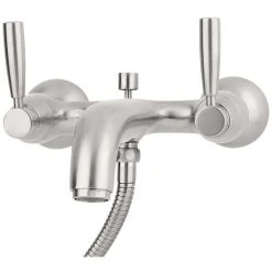 Perrin & Rowe Wall Bath Shower Mixer With Lever Handles Pewter