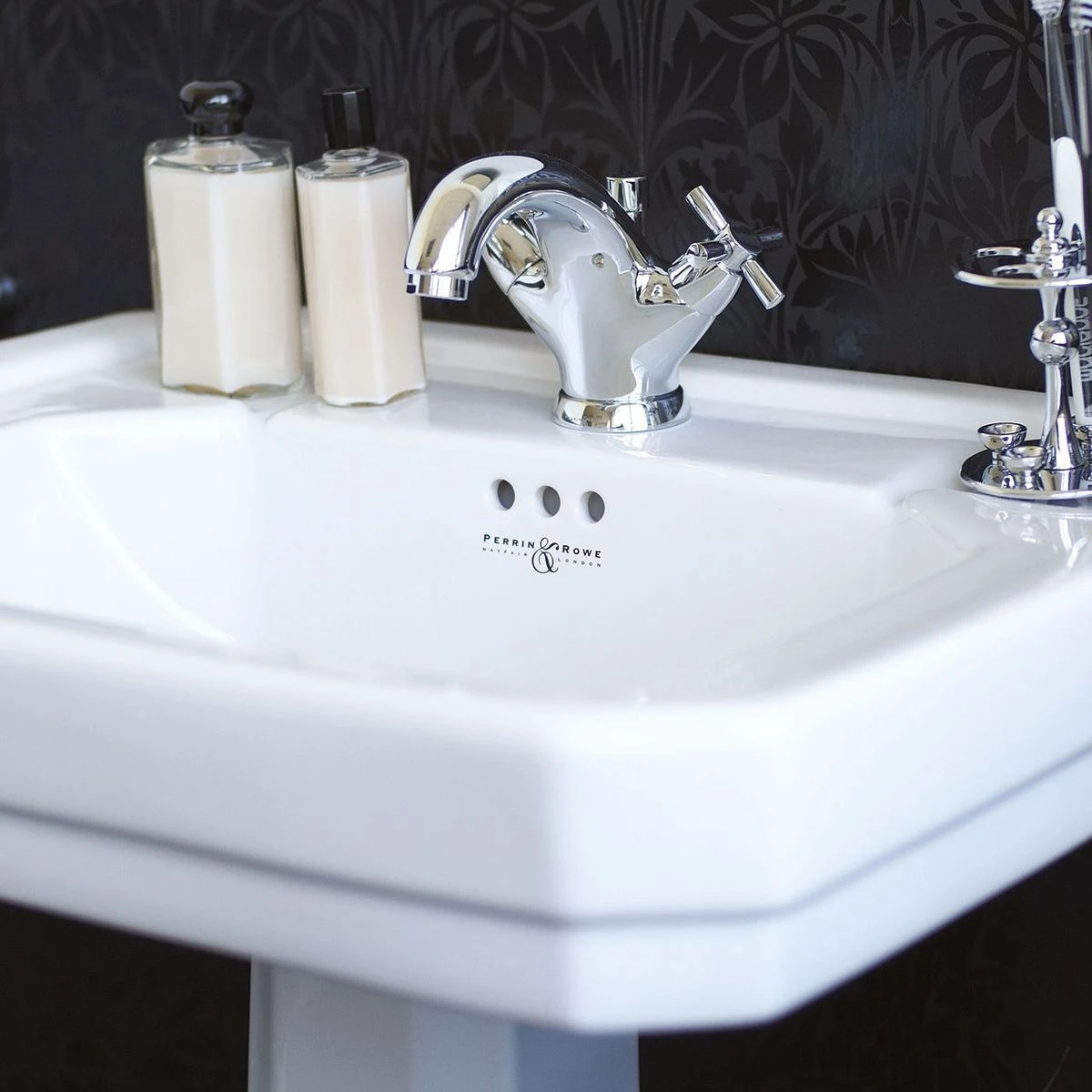 Perrin & Rowe Monobloc Basin Mixer With Crosshead Handles Chrome - Image 2