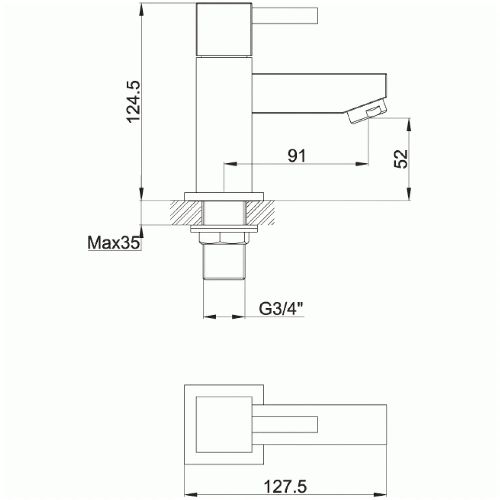 Imex Pura Sq2 Bath Pillar Taps (Pair) Pura Bathrooms Imex Pura Sq2 Bath Pillar Taps (Pair) -Burlington shop pura sq34 2