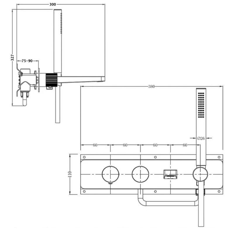 RAK Amalfi Dual Outlet Shower Valve with Handset & Spout Brushed Nickel RAK CERAMICS RAK Amalfi Dual Outlet Shower Valve With Handset & Spout Brushed Nickel -Burlington shop rak rakama3306n 2