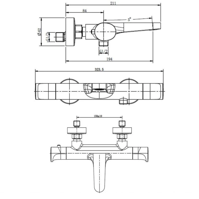RAK CERAMICS RAK Sorrento Thermostatic Wall Bath Shower Mixer Matt Black - Image 2