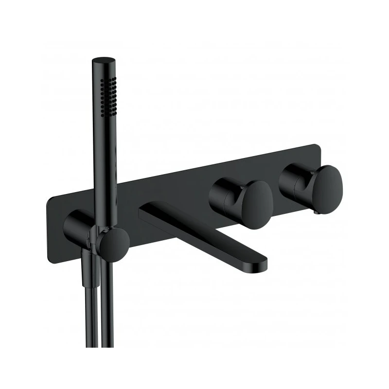 RAK CERAMICS RAK Horizontal Dual Outlet Shower Valve With Handset & Spout Matt Black