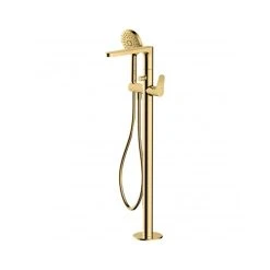 RAK CERAMICS RAK Petit Round Freestanding Bath Shower Mixer Brushed Gold