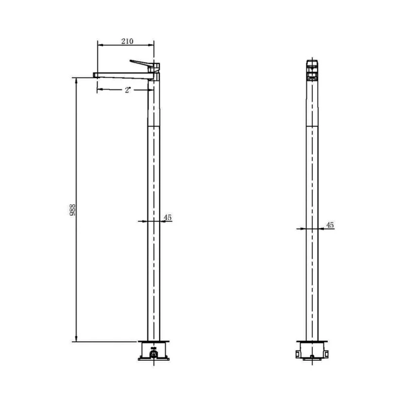 RAK CERAMICS RAK Petit Square Freestanding Basin Mixer Matt Black - Image 2