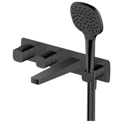 RAK CERAMICS RAK Petit Square Wall Thermostatic Bath Shower Mixer Matt Black