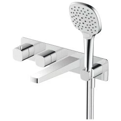 RAK CERAMICS RAK Petit Square Wall Thermostatic Bath Shower Mixer Chrome
