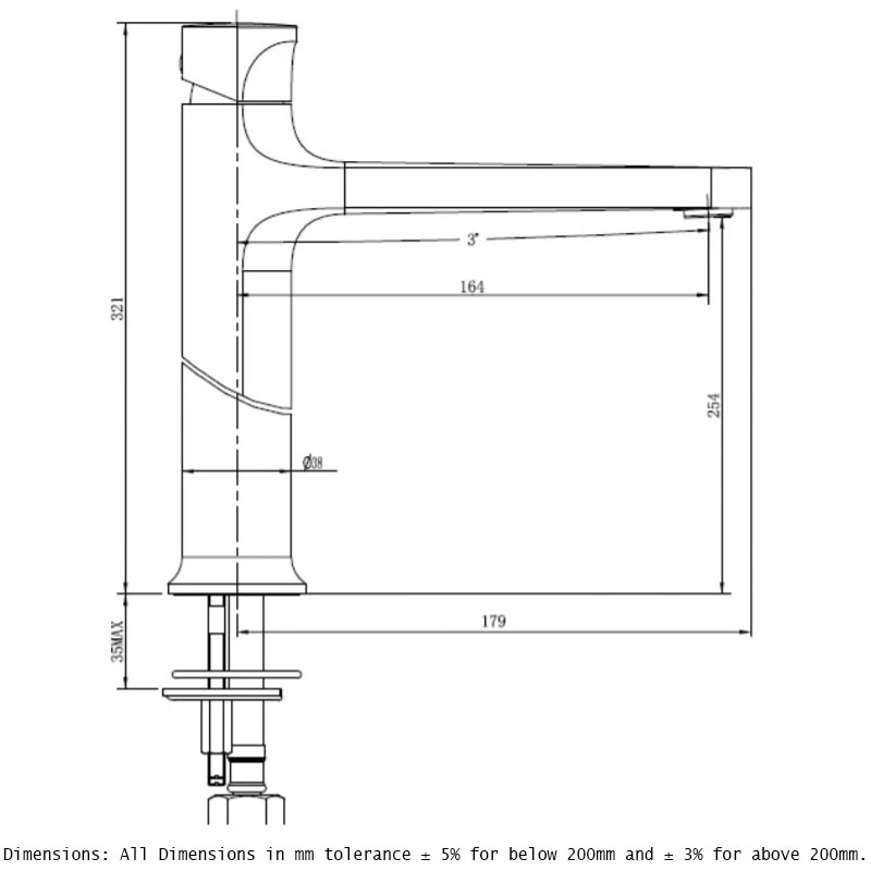 RAK CERAMICS RAK Positano Tall Basin Mixer Chrome - Image 2