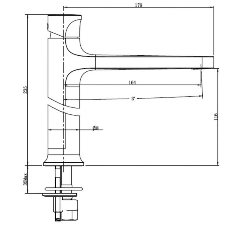 RAK CERAMICS RAK Positano Medium Height Basin Mixer No Waste Brushed Gold - Image 2