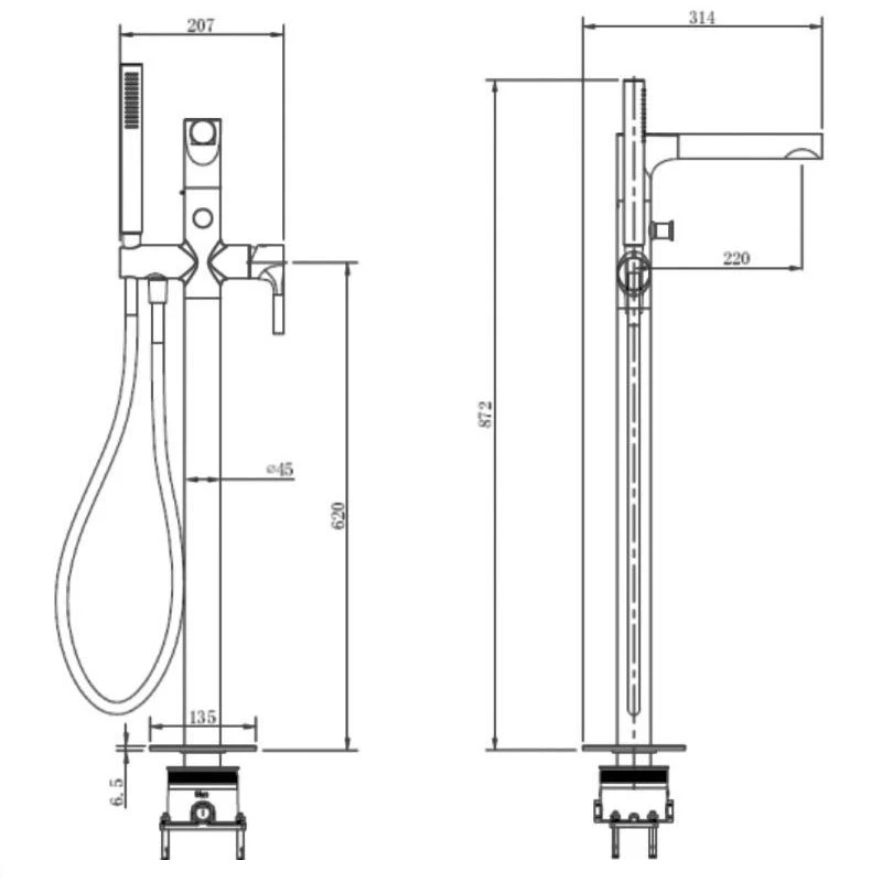 RAK CERAMICS RAK Sorrento Freestanding Bath Shower Mixer Matt Black - Image 2