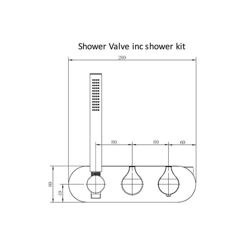 RAK CERAMICS RAK Sorrento Horizontal Shower Valve With Handset & Spout Chrome - Image 2
