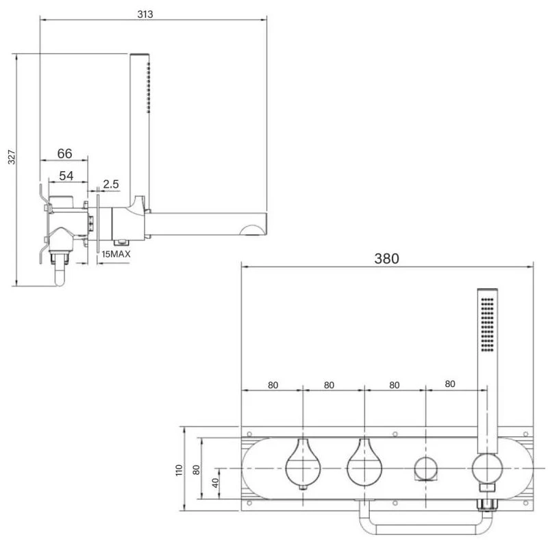 RAK Sorrento Dual Outlet Shower Valve with Handset & Spout Brushed Nickel RAK CERAMICS RAK Sorrento Dual Outlet Shower Valve With Handset & Spout Brushed Nickel -Burlington shop rak raksor3306n 2
