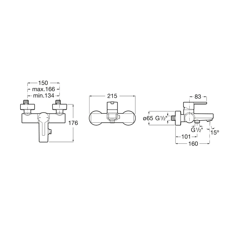 Roca Naia Wall-Mounted Bath-Shower Mixer (No Kit) Roca Naia Wall-Mounted Bath-Shower Mixer (No Kit) -Burlington shop roca 5a0296c00 2