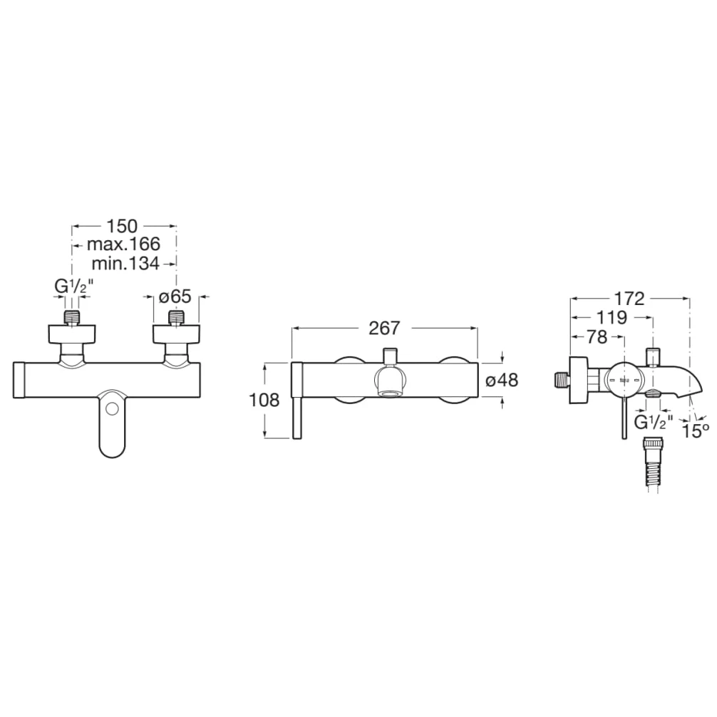 Roca Ona Wall Bath Shower Mixer with Automatic Diverter Roca Ona Wall Bath Shower Mixer With Automatic Diverter -Burlington shop roca 5a029ec00 2